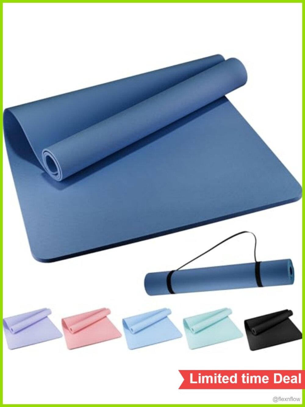 Extra Wide 72x32 Non-Slip TPE Yoga Mat 6mm Exercise Mat with Strap